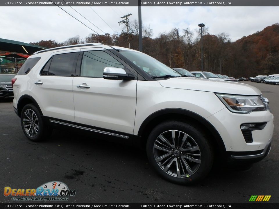 White Platinum 2019 Ford Explorer Platinum 4WD Photo #2