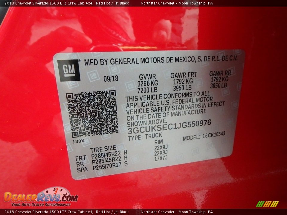 2018 Chevrolet Silverado 1500 LTZ Crew Cab 4x4 Red Hot / Jet Black Photo #15