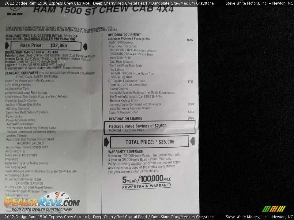 2012 Dodge Ram 1500 Express Crew Cab 4x4 Deep Cherry Red Crystal Pearl / Dark Slate Gray/Medium Graystone Photo #35