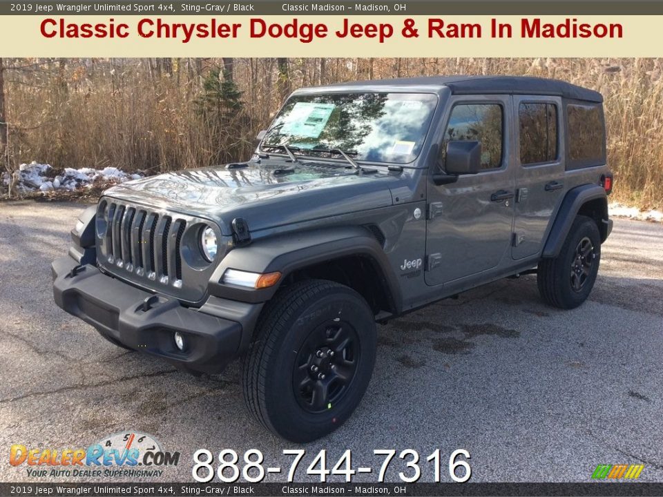 2019 Jeep Wrangler Unlimited Sport 4x4 Sting-Gray / Black Photo #1