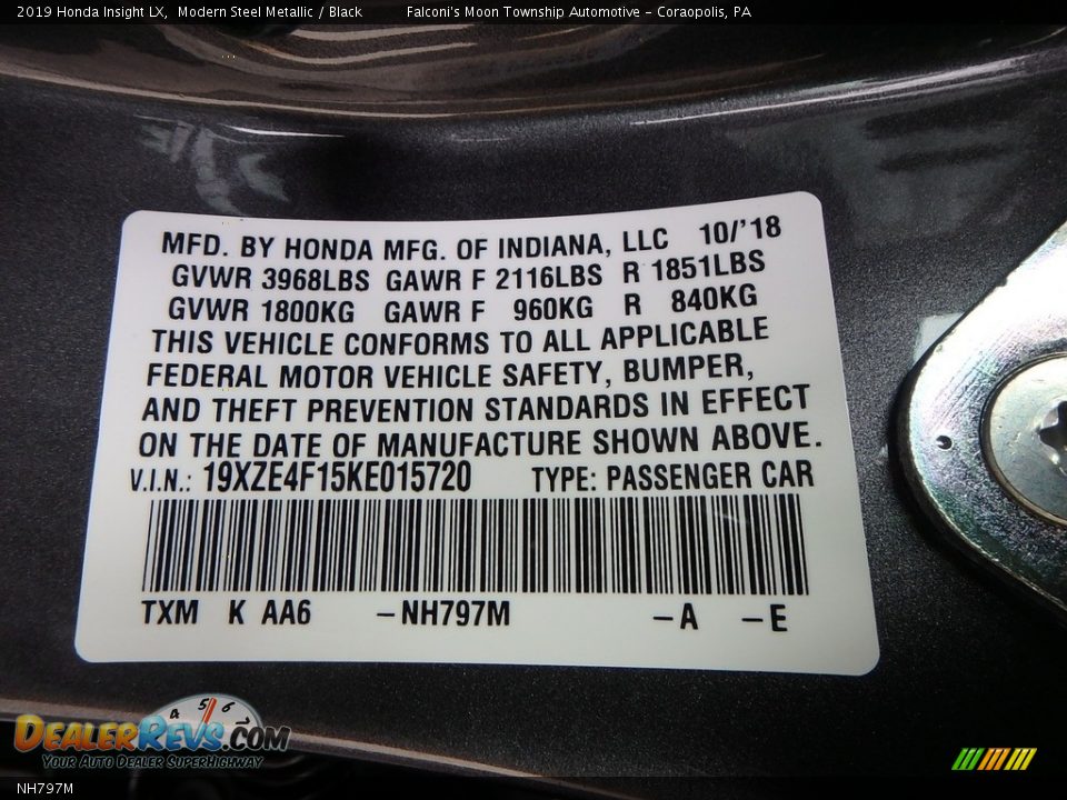 Honda Color Code NH797M Modern Steel Metallic