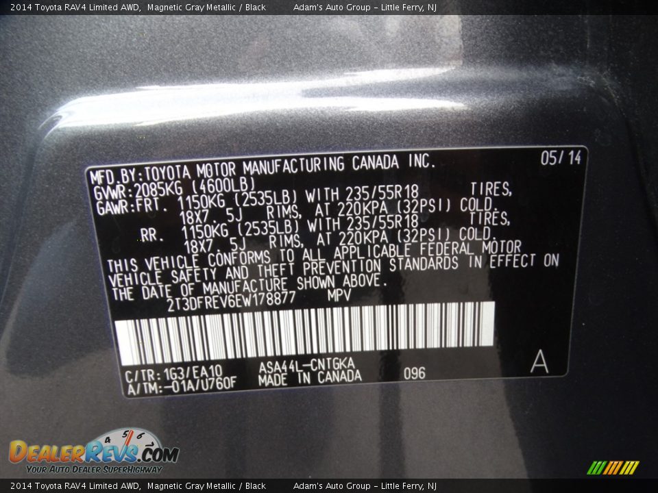 2014 Toyota RAV4 Limited AWD Magnetic Gray Metallic / Black Photo #35