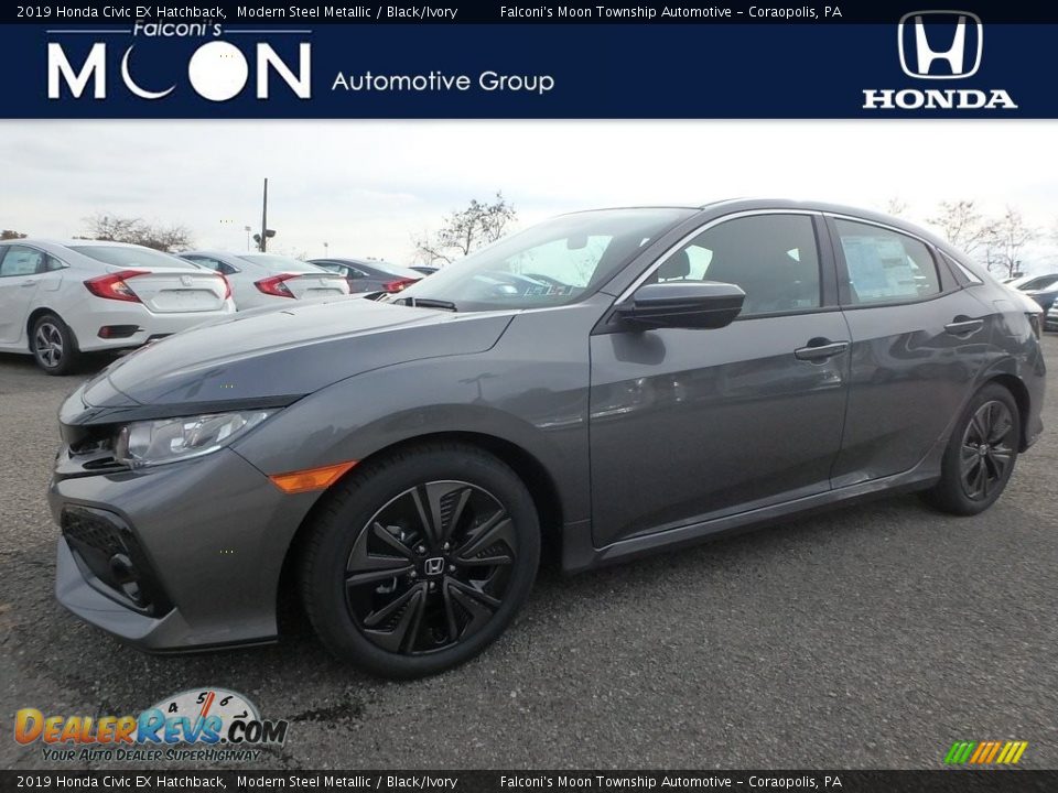 2019 Honda Civic EX Hatchback Modern Steel Metallic / Black/Ivory Photo #1