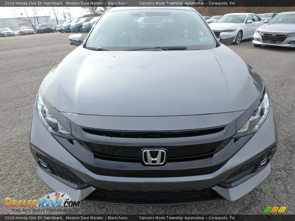 2019 Honda Civic EX Hatchback Modern Steel Metallic / Black/Ivory Photo #2