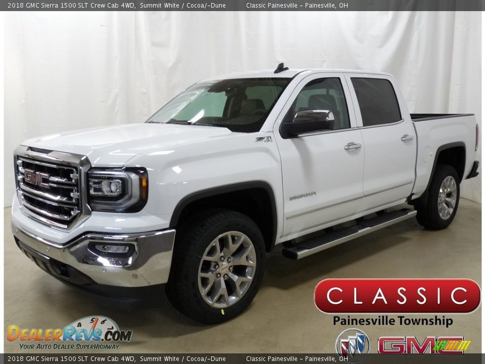 2018 GMC Sierra 1500 SLT Crew Cab 4WD Summit White / Cocoa/­Dune Photo #1