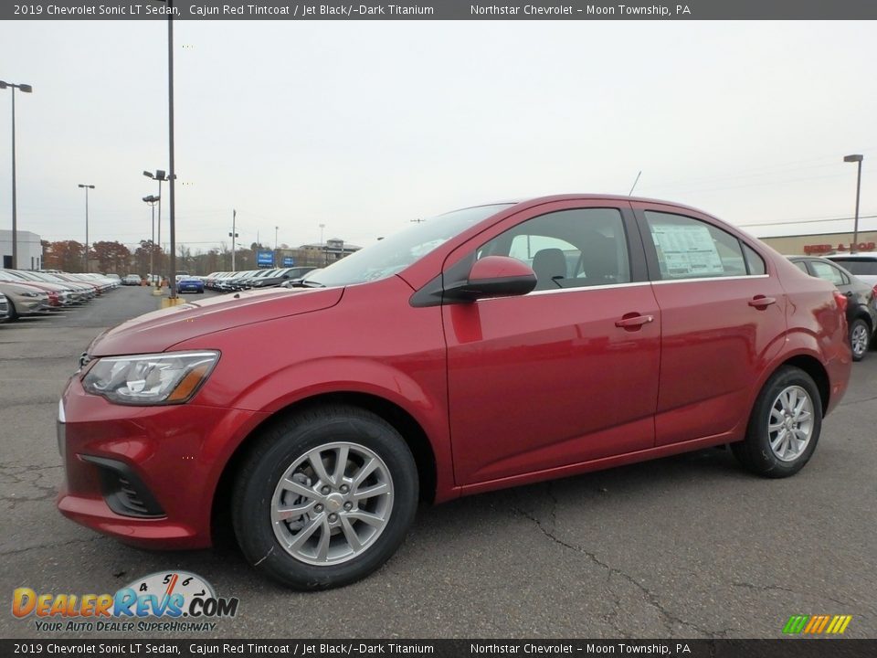 2019 Chevrolet Sonic LT Sedan Cajun Red Tintcoat / Jet Black/­Dark Titanium Photo #1