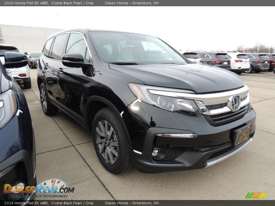 2019 Honda Pilot EX AWD Crystal Black Pearl / Gray Photo #3
