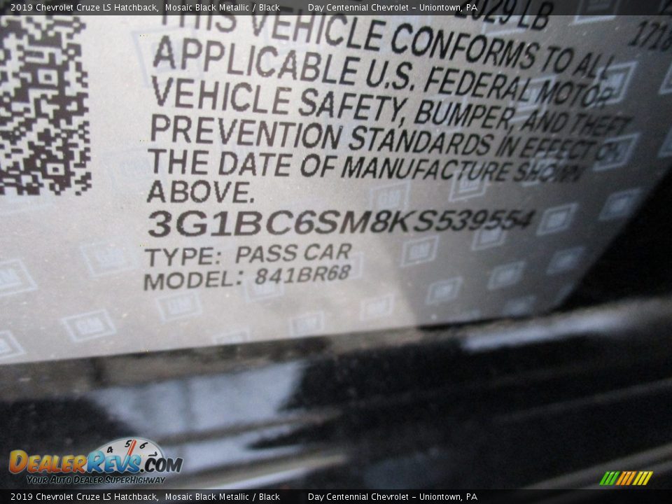 2019 Chevrolet Cruze LS Hatchback Mosaic Black Metallic / Black Photo #14