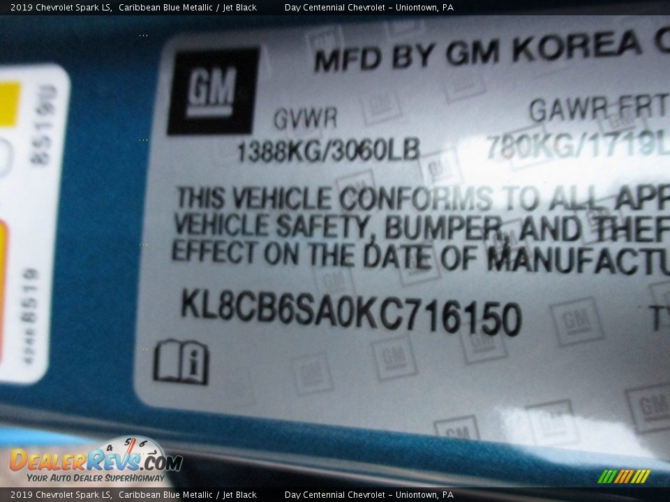 2019 Chevrolet Spark LS Caribbean Blue Metallic / Jet Black Photo #14