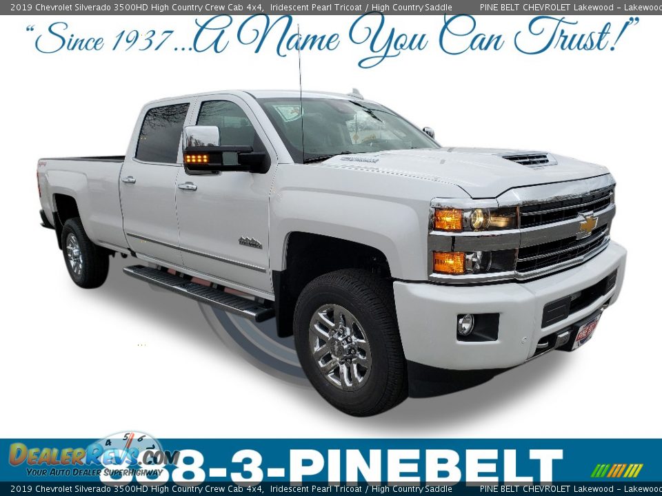 2019 Chevrolet Silverado 3500HD High Country Crew Cab 4x4 Iridescent Pearl Tricoat / High Country Saddle Photo #1