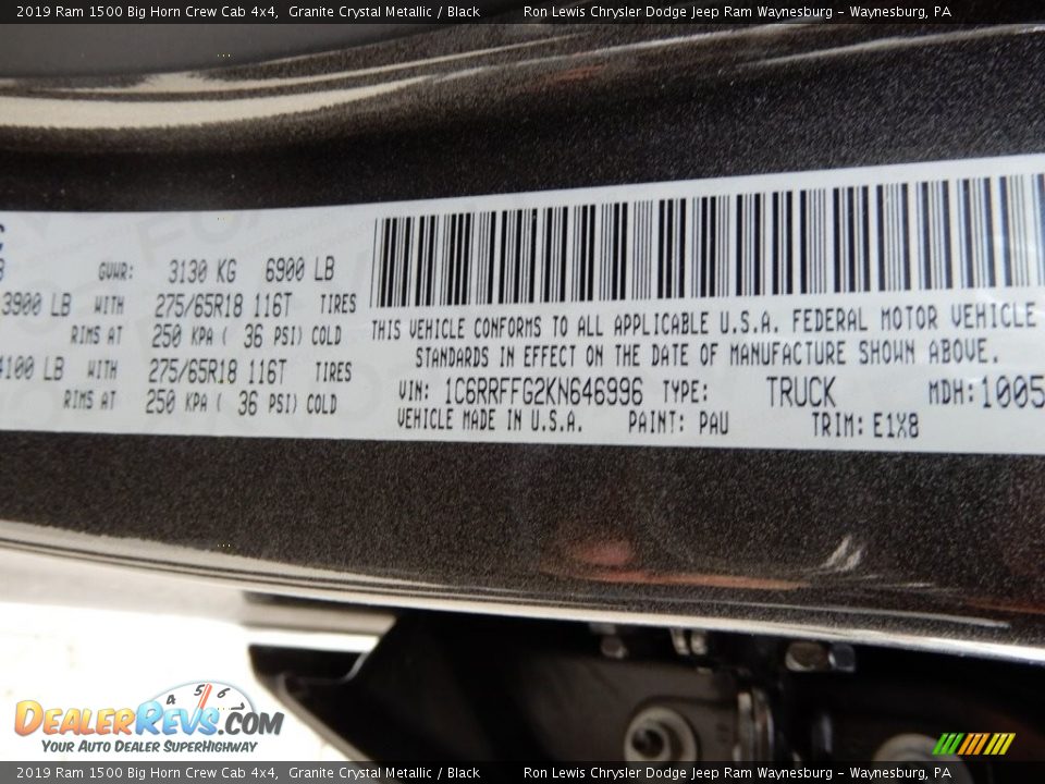 2019 Ram 1500 Big Horn Crew Cab 4x4 Granite Crystal Metallic / Black Photo #15