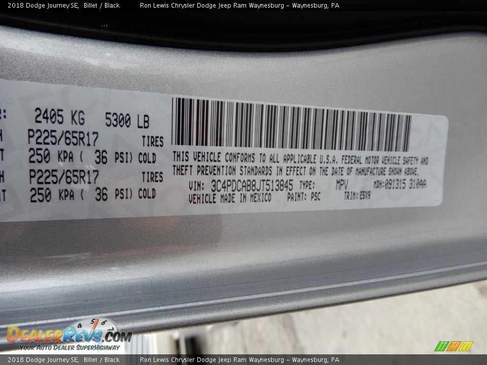 2018 Dodge Journey SE Billet / Black Photo #16