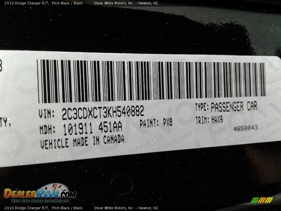 2019 Dodge Charger R/T Pitch Black / Black Photo #31