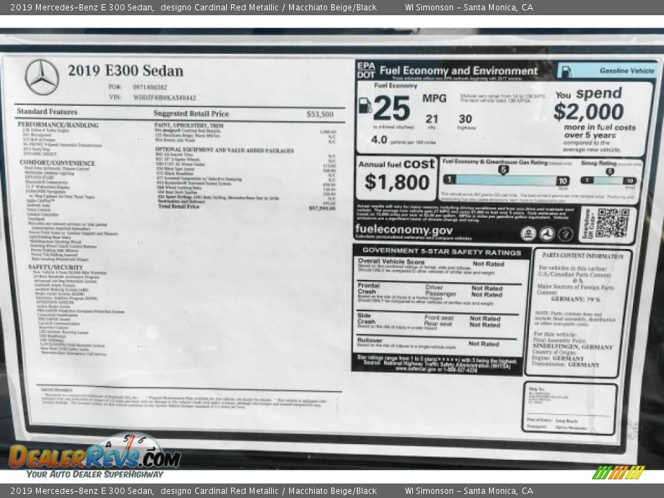 2019 Mercedes-Benz E 300 Sedan designo Cardinal Red Metallic / Macchiato Beige/Black Photo #10