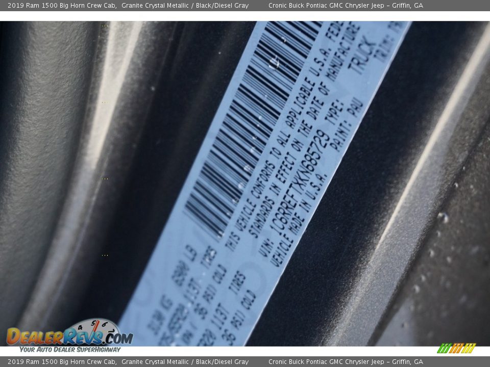 2019 Ram 1500 Big Horn Crew Cab Granite Crystal Metallic / Black/Diesel Gray Photo #16
