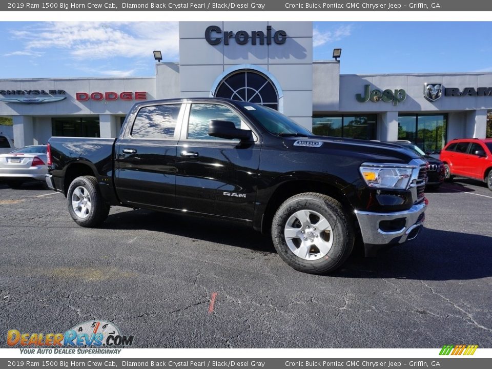 2019 Ram 1500 Big Horn Crew Cab Diamond Black Crystal Pearl / Black/Diesel Gray Photo #1