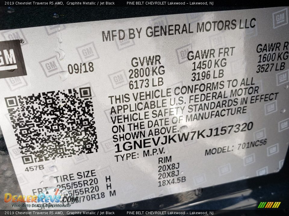 2019 Chevrolet Traverse RS AWD Graphite Metallic / Jet Black Photo #9