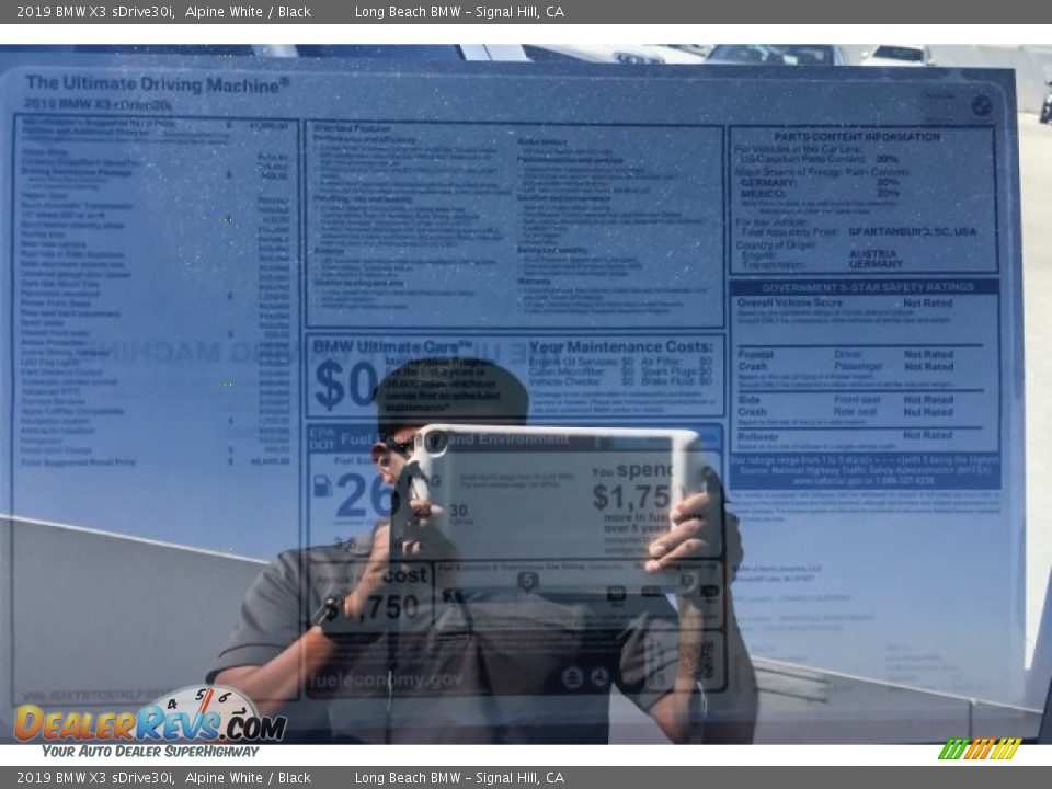 2019 BMW X3 sDrive30i Alpine White / Black Photo #10