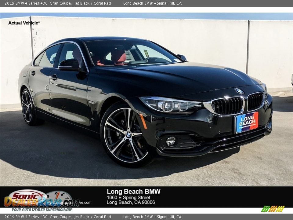 2019 BMW 4 Series 430i Gran Coupe Jet Black / Coral Red Photo #1