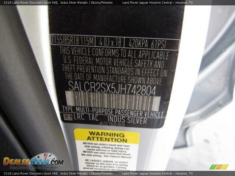 2018 Land Rover Discovery Sport HSE Indus Silver Metallic / Ebony/Pimento Photo #36