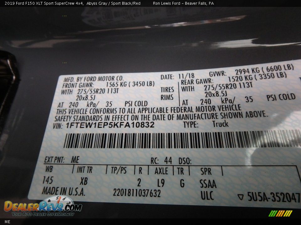 Ford Color Code ME Abyss Gray