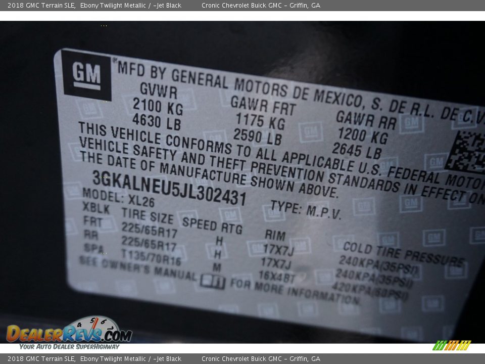 2018 GMC Terrain SLE Ebony Twilight Metallic / ­Jet Black Photo #19