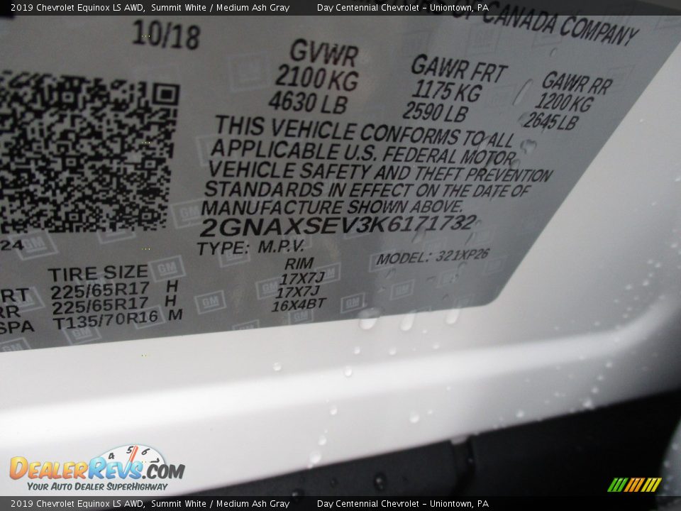 2019 Chevrolet Equinox LS AWD Summit White / Medium Ash Gray Photo #14