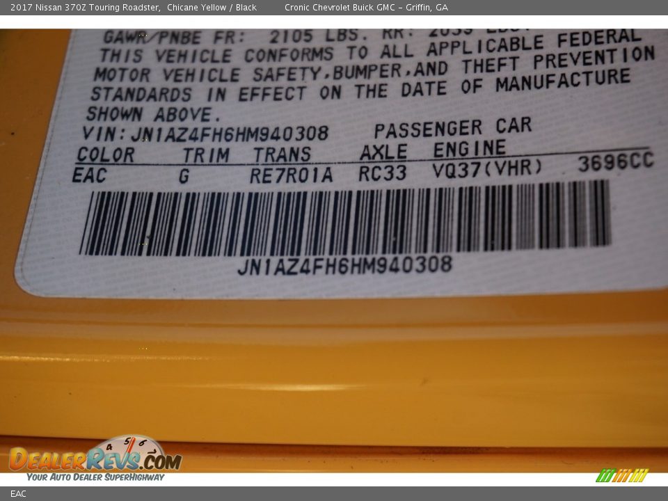 Nissan Color Code EAC Chicane Yellow