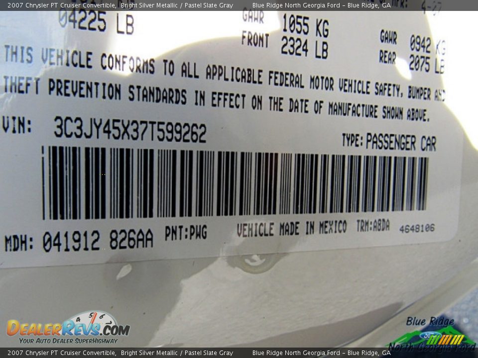 2007 Chrysler PT Cruiser Convertible Bright Silver Metallic / Pastel Slate Gray Photo #22