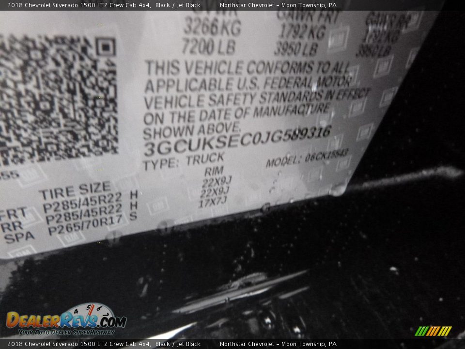 2018 Chevrolet Silverado 1500 LTZ Crew Cab 4x4 Black / Jet Black Photo #17