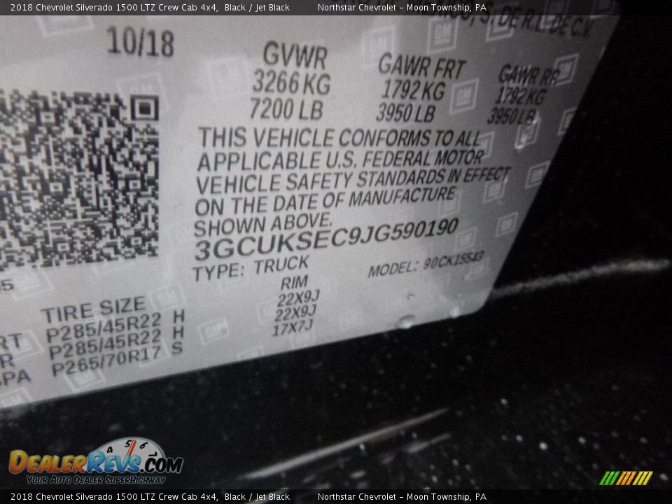 2018 Chevrolet Silverado 1500 LTZ Crew Cab 4x4 Black / Jet Black Photo #16
