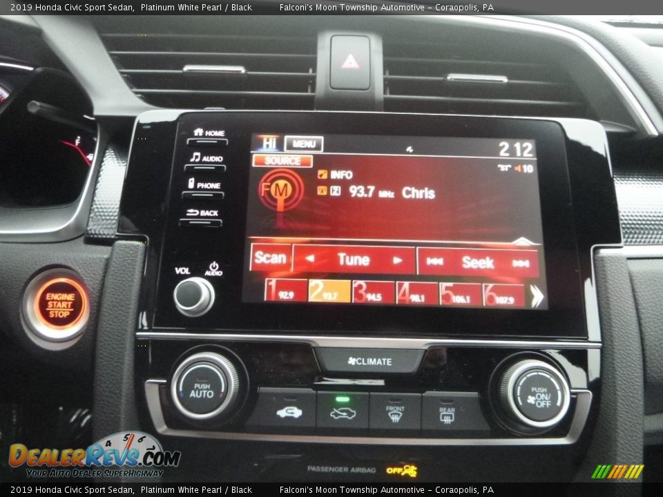 2019 Honda Civic Sport Sedan Platinum White Pearl / Black Photo #13