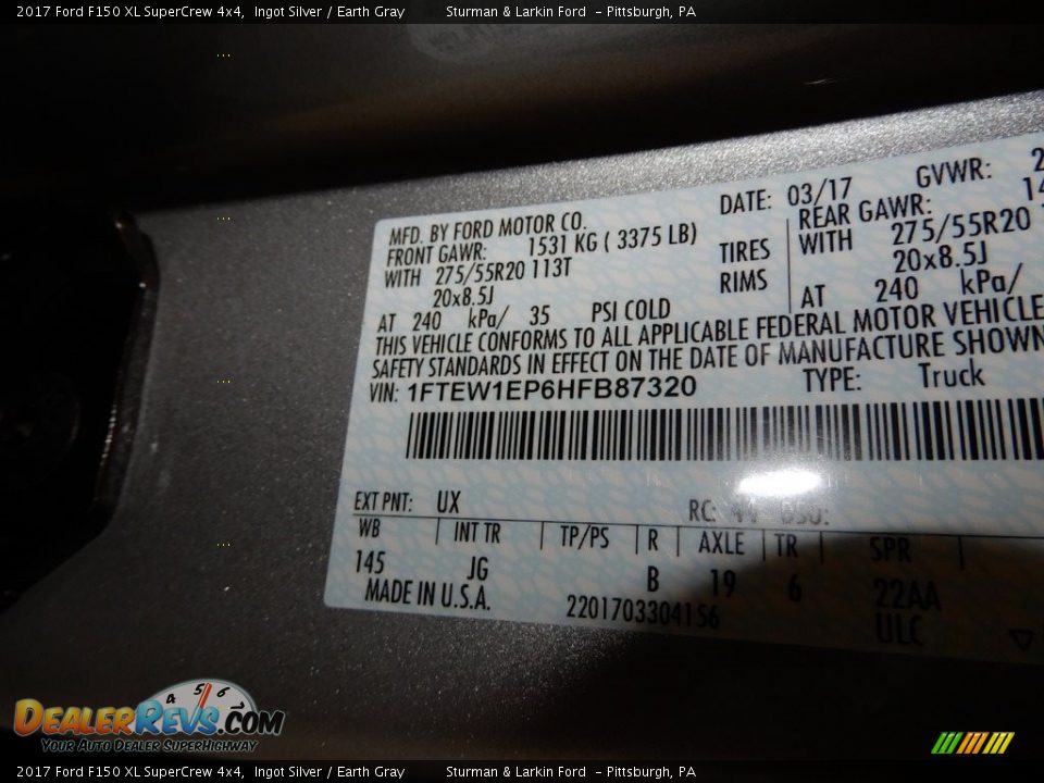 2017 Ford F150 XL SuperCrew 4x4 Ingot Silver / Earth Gray Photo #16