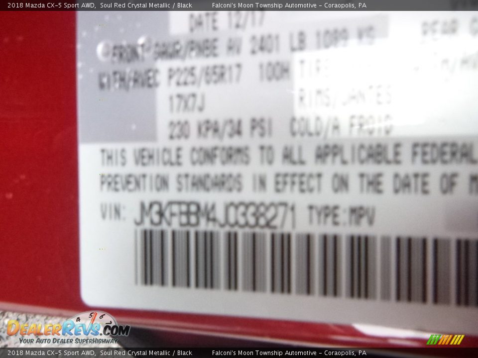 2018 Mazda CX-5 Sport AWD Soul Red Crystal Metallic / Black Photo #12
