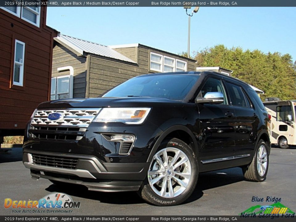 2019 Ford Explorer XLT 4WD Agate Black / Medium Black/Desert Copper Photo #1