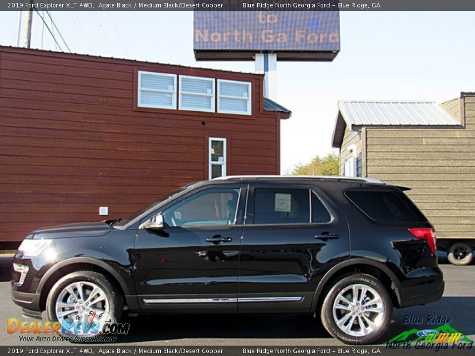 2019 Ford Explorer XLT 4WD Agate Black / Medium Black/Desert Copper Photo #2