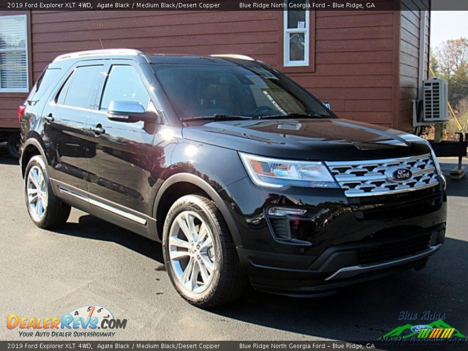 2019 Ford Explorer XLT 4WD Agate Black / Medium Black/Desert Copper Photo #7