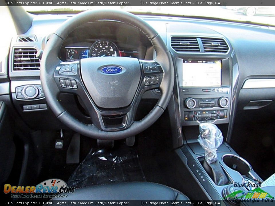 2019 Ford Explorer XLT 4WD Agate Black / Medium Black/Desert Copper Photo #16