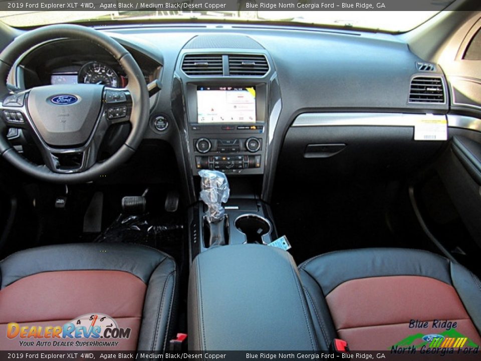 2019 Ford Explorer XLT 4WD Agate Black / Medium Black/Desert Copper Photo #17