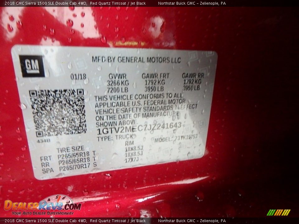 2018 GMC Sierra 1500 SLE Double Cab 4WD Red Quartz Tintcoat / Jet Black Photo #14