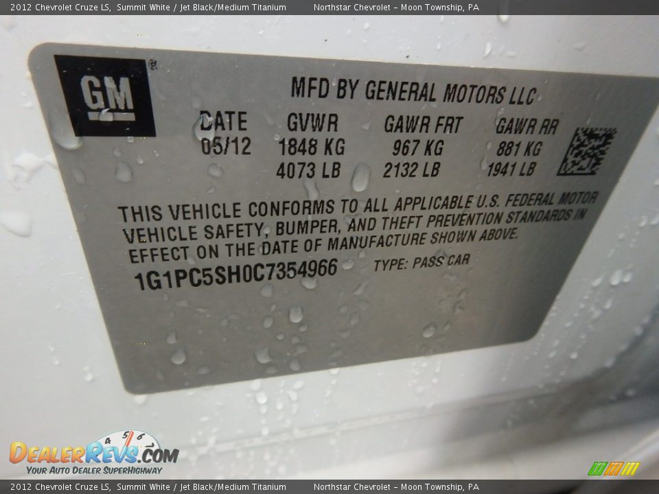 2012 Chevrolet Cruze LS Summit White / Jet Black/Medium Titanium Photo #14
