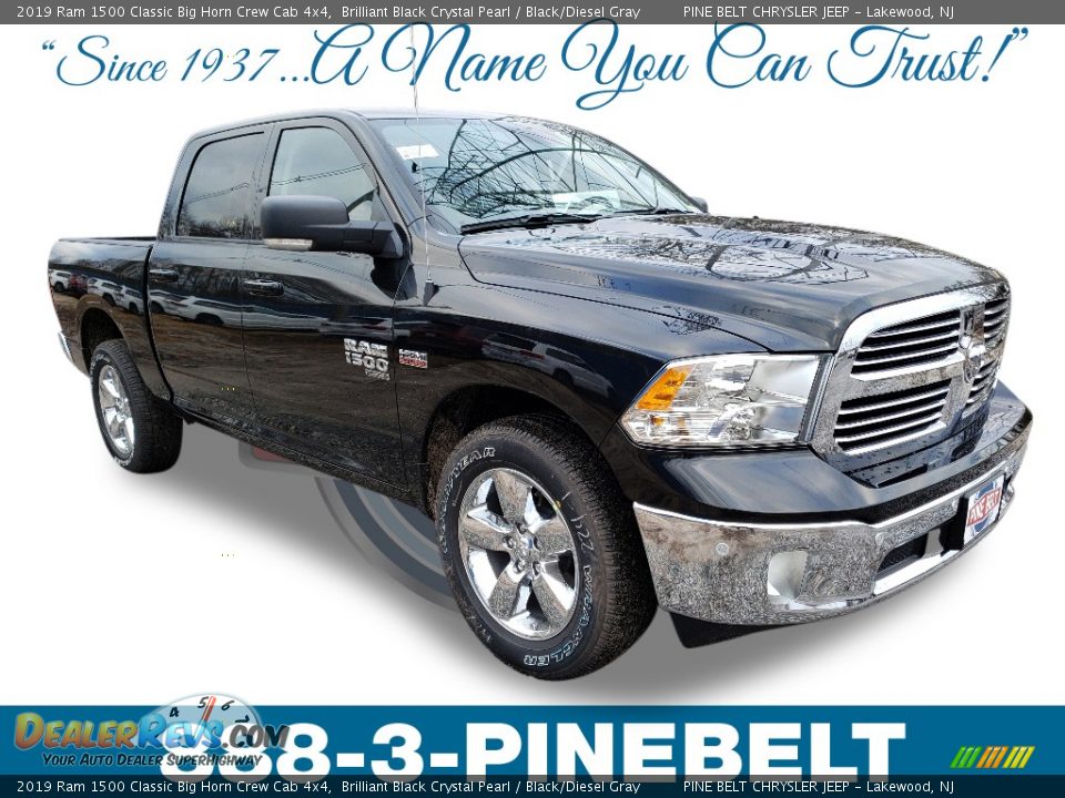 2019 Ram 1500 Classic Big Horn Crew Cab 4x4 Brilliant Black Crystal Pearl / Black/Diesel Gray Photo #1