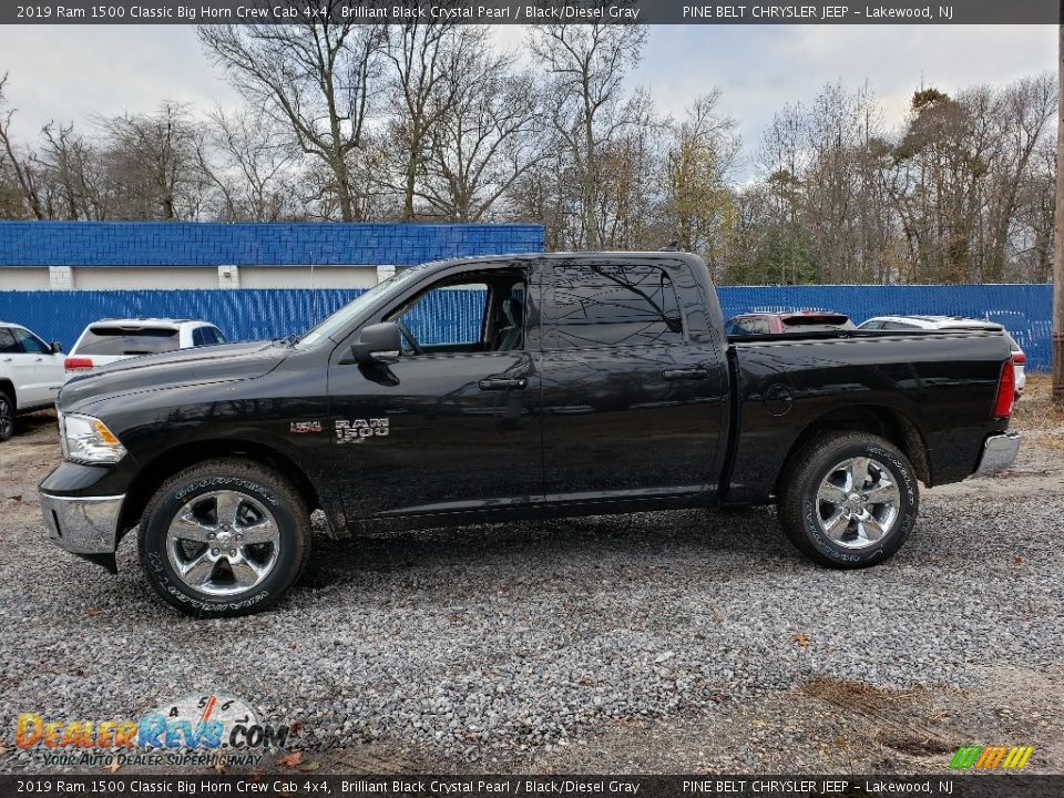 2019 Ram 1500 Classic Big Horn Crew Cab 4x4 Brilliant Black Crystal Pearl / Black/Diesel Gray Photo #3