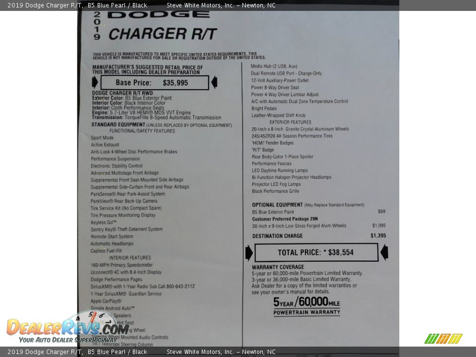 2019 Dodge Charger R/T Window Sticker Photo #31