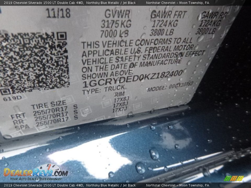 2019 Chevrolet Silverado 1500 LT Double Cab 4WD Northsky Blue Metallic / Jet Black Photo #16