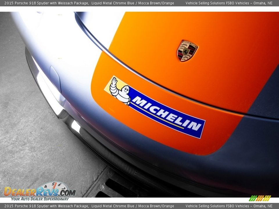 2015 Porsche 918 Spyder with Weissach Package Liquid Metal Chrome Blue / Mocca Brown/Orange Photo #24