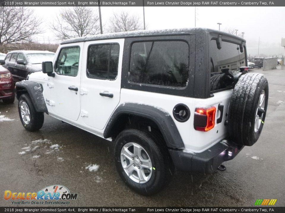 2018 Jeep Wrangler Unlimited Sport 4x4 Bright White / Black/Heritage Tan Photo #3