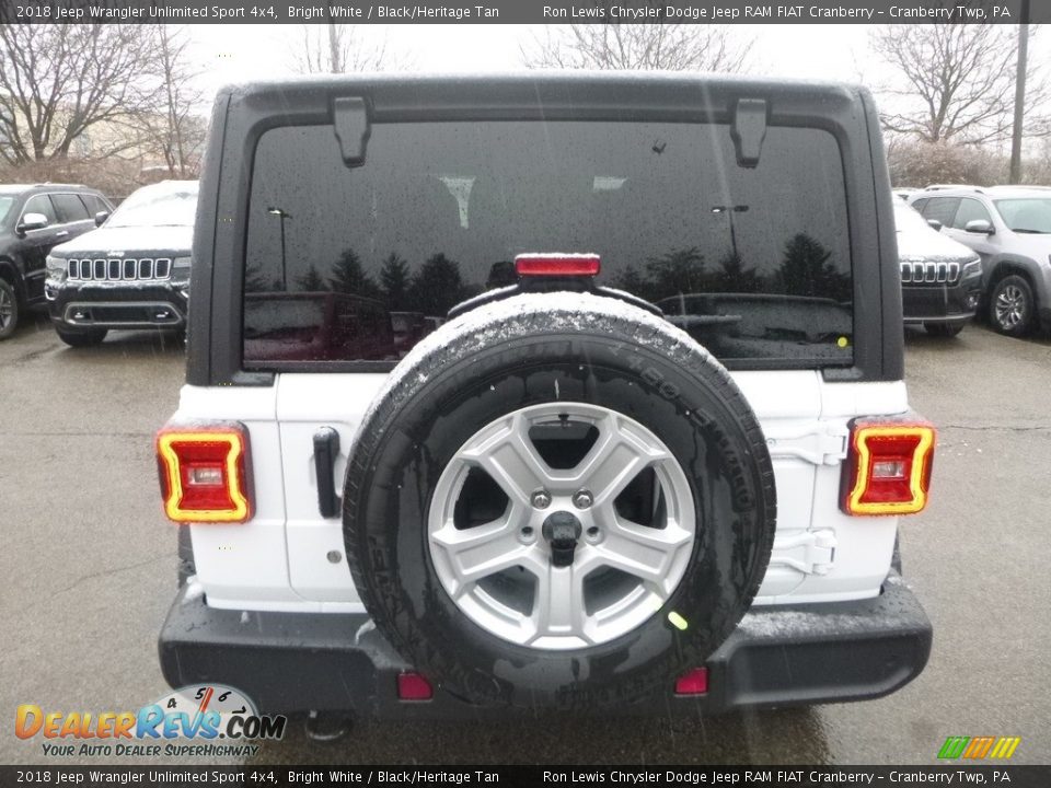 2018 Jeep Wrangler Unlimited Sport 4x4 Bright White / Black/Heritage Tan Photo #4