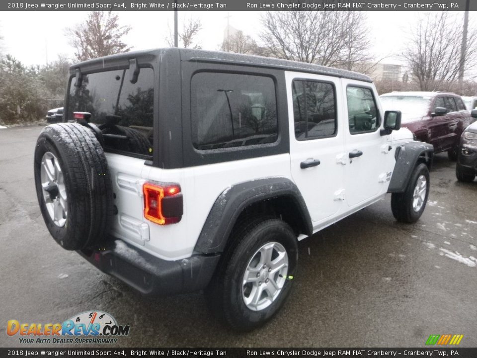 2018 Jeep Wrangler Unlimited Sport 4x4 Bright White / Black/Heritage Tan Photo #5