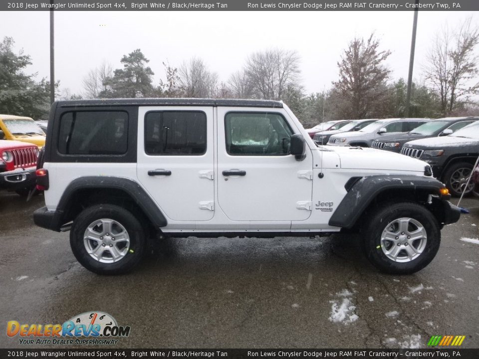 2018 Jeep Wrangler Unlimited Sport 4x4 Bright White / Black/Heritage Tan Photo #6